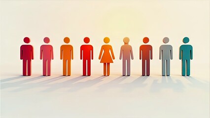 Digital artwork of abstract human icons in different shapes and shades forming a harmonious pattern on a neutral background