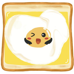 Toasted bread with Sunny side egg and cheese