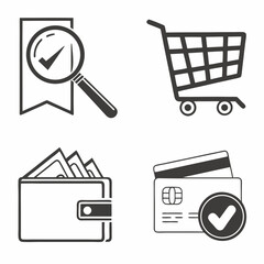 Professional online shopping icons set transparent background