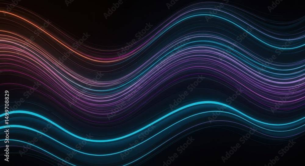 Poster abstract neon wave background glowing lines and dynamic curves