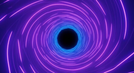 Obraz premium Abstract Purple Neon Vortex Tunnel Swirling Glowing Lines Futuristic Sci Fi Background