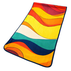 Retro Beach Towel with Giant Vibrant Retro Graphics Isolated on Transparent Background