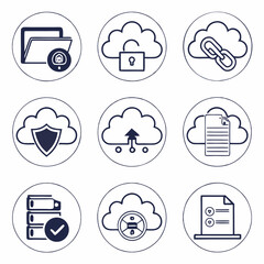 Cloud computing security icons data protection network safety