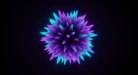Abstract Purple and Teal Glowing Crystal Spikes 3D Render Futuristic Geometric Design