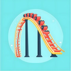 Detailed Roller Coaster Track Flat Vector Illustration for Graphic Design