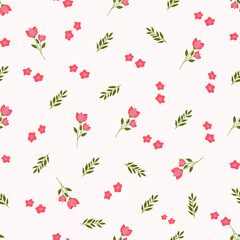 Seamless floral pattern. Idea for fabric, tablecloth pattern, wrapping paper, gift paper. Print ditsy. Motives are scattered randomly. Flower pattern background. cute pattern.