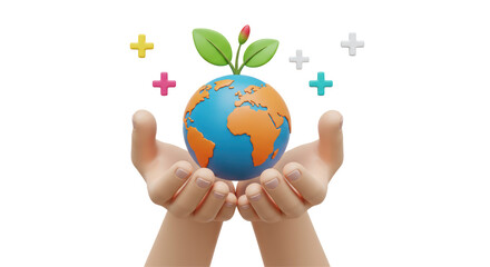 Isolated Earth Globe in Hands