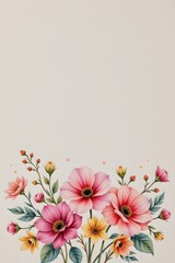 Obraz premium delicate watercolor floral bouquet illustration positioned at the bottom with sparkling style, ample copy space at the top for text.