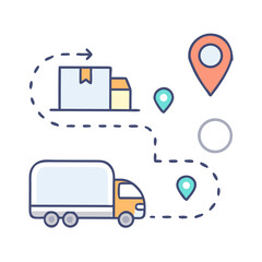 Delivery truck route map icon isolated transparent background