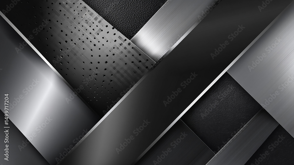Poster grayscale abstract design with geometric shapes and subtle silver gradient