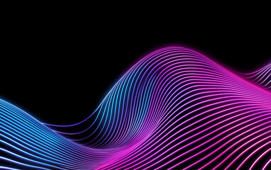 Neon wave abstract background light purple blue