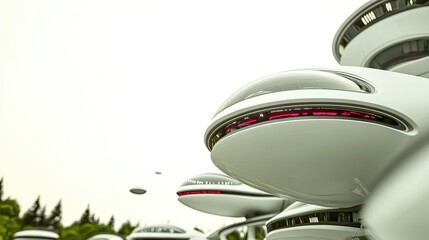 Futuristic Housing with Aerial View.