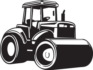 Fototapeta premium Road Vibratory Roller Road Roller Silhouette Vector Illustration on Transparent Background