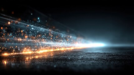 Abstract Speed and Motion Blur in Nighttime Cityscape, Ideal for Dynamic and Energy Concepts