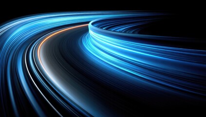 Dynamic light trails form a curved path