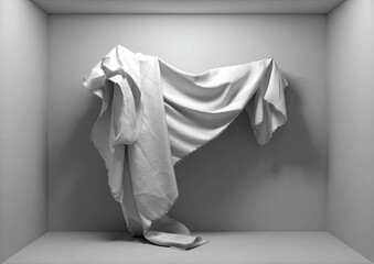 Draped white fabric in a minimalist setting