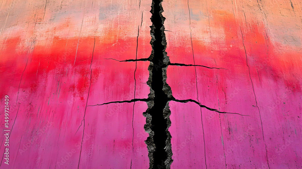 Poster abstract vibrant pink and orange textured background with deep cracks, creating a dramatic visual. i