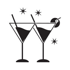 Festive cocktail glasses party silhouette design