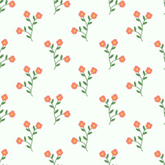 Seamless pattern with pink flowers. Spring and summer floral background. Design for wallpaper, wrapping paper, background, fabric. Vector flat illustration.