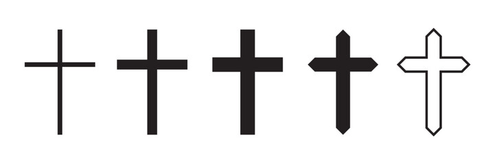 set of simple religion cross icon isolated vector illustration