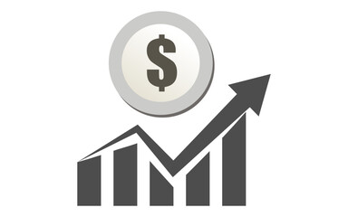 Finance graph with up-word arrow and dollar sign, Dollar increase icon money symbol with arrow Vector Image