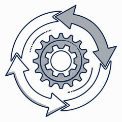 Continuous improvement cycle gear arrows process workflow