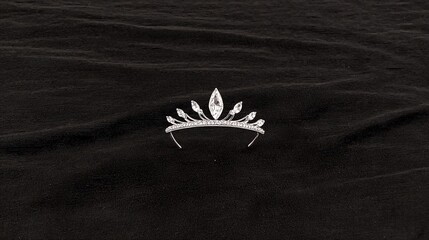 Sparkling tiara on black fabric.