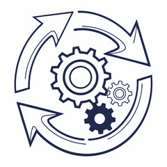 Circular gear system teamwork collaboration process workflow