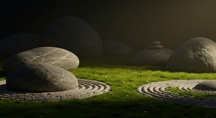 Tranquil zen garden with serene stones