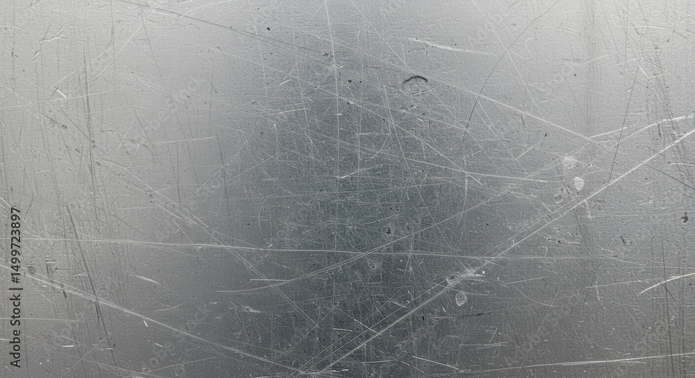 Aufkleber scratched metal texture abstract grey background with linear scratches and marks