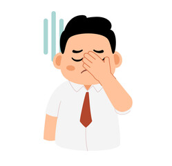 Cartoon Illustration of a Cute Schoolboy Facepalming