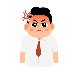 Cartoon Illustration of an Angry Cute Schoolboy 