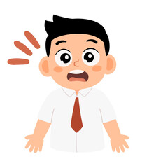 Cartoon Illustration of a Cute Schoolboy Surprised