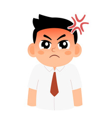 Cartoon Illustration of an Angry Cute Schoolboy 