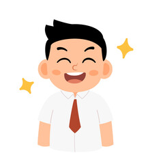 Cartoon Illustration of a Happy Cute Schoolboy