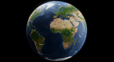 Fototapeta premium Stunning 3D Render of Planet Earth High-Resolution Detailed World Map Showing Continents, Oceans, and Geographic Features