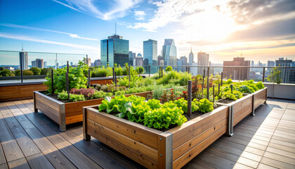 Fototapeta premium Urban Rooftop Garden Cultivating Nature in the City
