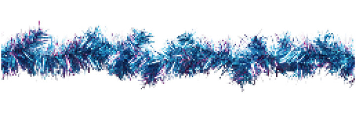 Obraz premium Shiny blue and pink tinsel garland decorated in vibrant hues, perfect for festive seasonal decorations on a white background