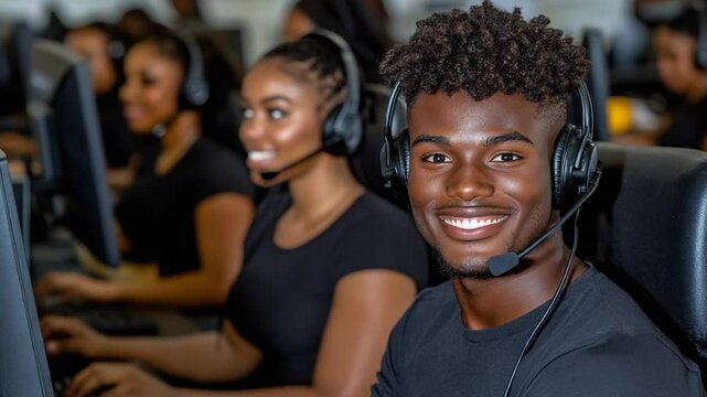 Smiling Call Center Agent