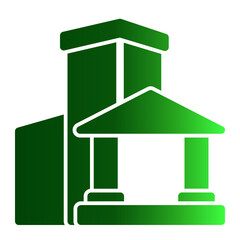 A detailed icon of a university building representing higher education, scholarship, and institutional learning.