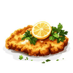 Wiener schnitzel fried cutlet vector illustration isolated on a white background