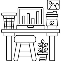 Laptop on Minimal Workspace Icon