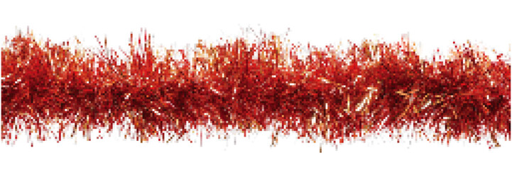 Shiny red and gold tinsel garland on a white background, perfect for festive decorations and celebrations during the holiday season