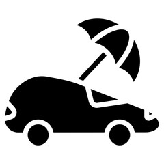 vacation car and umbrella vector icon