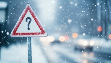 Question mark sign in snow