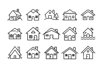 Cottage Outline Vector svg outline icon set