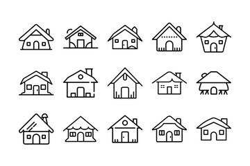 Cottage Outline Vector svg outline icon set