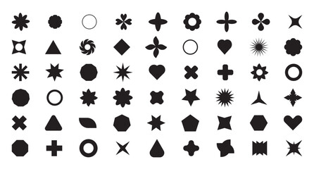 Basic shapes vector set. Vector basic shapes collection. Abstract geometric and basic shapes collection. Trendy geometric design element shapes.