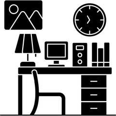 Cozy Office Desk Setup Icon