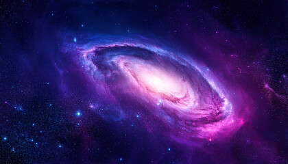 Ultra deep space background, glowing nebula with vivid purple, blue and pink colors, swirling galaxy center, sparkling stars and cosmic dust, high contrast, sci-fi atmosphere, photorealistic style.